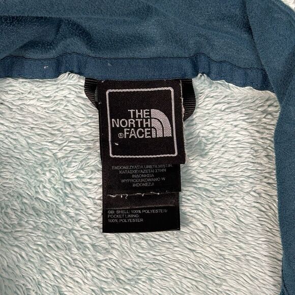 The North Face Women's Jacket Medium Teal Turquoise Fuzzy Plush Fleece ZipUp - Picture 7 of 13